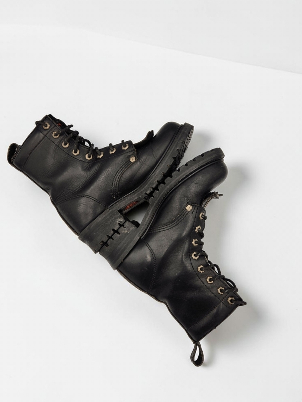 Harley Davidson Fringe Kiltie Biker Boots Womens 8 Black Leather Ankle Lug Moto - Picture 6 of 12